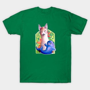 Kawaii Alpaca and the Seal of Approval T-Shirt